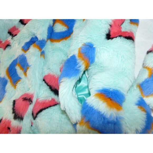 Charlie Luciano Milano Rare Limited Teal Blue Fuzzy Allover Print Snap Jacket - Picture 4 of 16